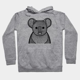 Koala Ink Art - cool detailed animal design - on white Hoodie